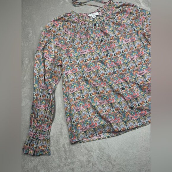 J.Crew X Liberty Giorgia Duke Floral Tie Waist Organic Cotton Button Blouse XS - Picture 4 of 16